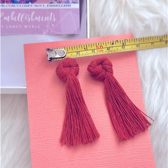 NeW:MaCrAmÈ MoDeRn CoTToN KnOttEd EaRriNg StUdS eArRiNgS hAnDcRaFtEd By LaNeY - Picture 11 of 16